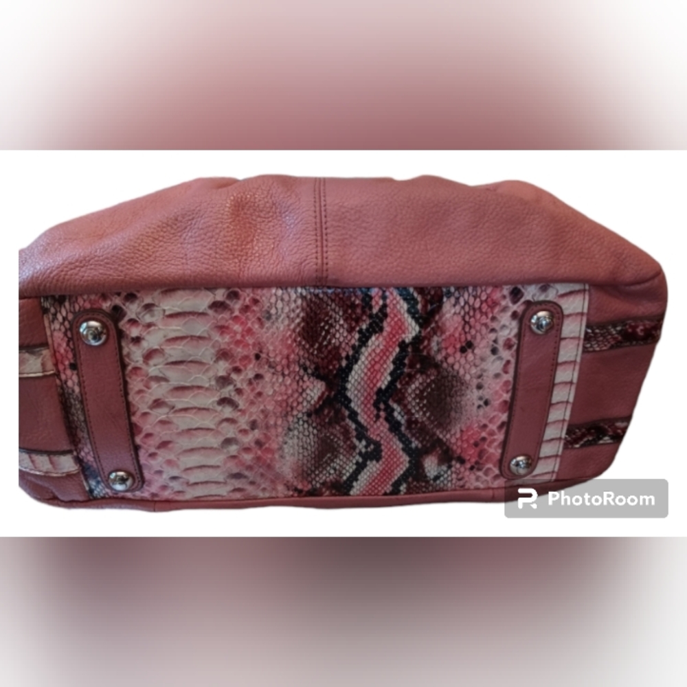 Sharif Authentic Dusty Rose Leather Python Should… - image 5